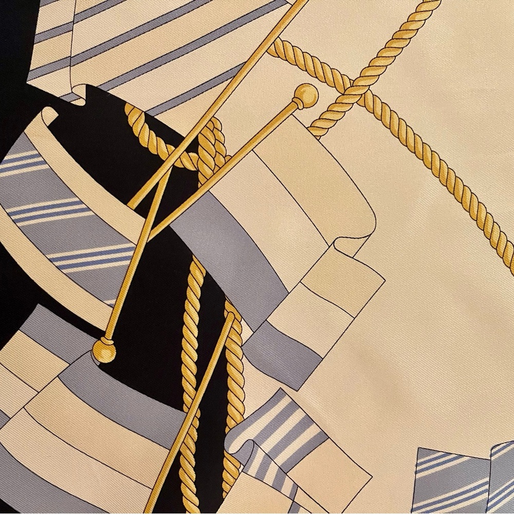 Elegant Italian "Brooks Brothers" Silk 100% Nautical Scarf shown as top. 34"x34" - Picture 4 of 7